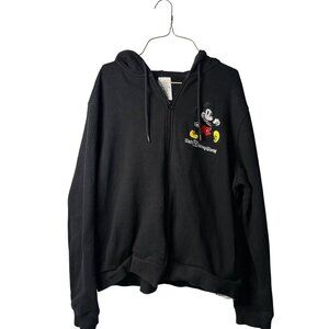 Disney Parks Mickey Mouse Original Black Hoodie XL Unisex Full Zip Embroidered